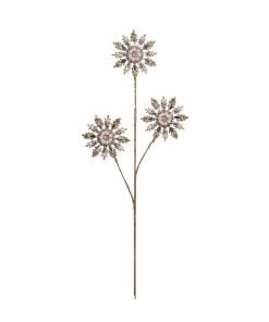 Gold Pearl Gem Snowflake Spray