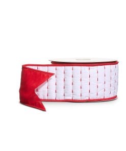 Wht Velvet Stiched Wired Ribon
