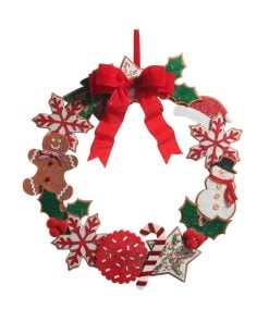 Felt Gingerbread Wreath 60Cm
