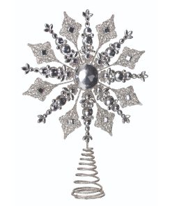 14.5" Gltr Metal/Jewel Snowflake Tree Topper