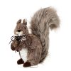 12" Sitting Fur Squirrel W/Leather Bow & Bells