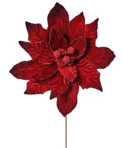 19D X 30T Display Poinsettia Stem Burg