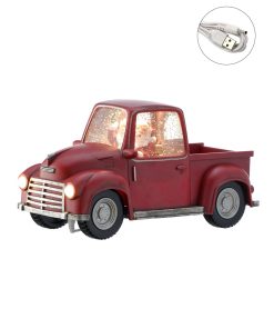 11" Led B/O Tmr Santa In Truck Wtr Globe Usb