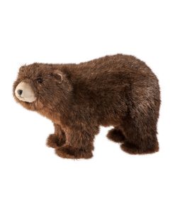 12" Stuffed Standing Feaux Fur Brown Bear