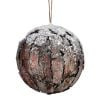 6Inch Bark Ball W/Snow
