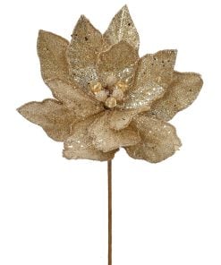 24" Micro Beaded/Sequins Poinsettia Stem