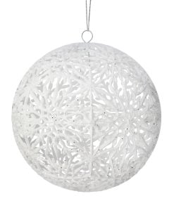 200Mm Snowflake Hollow Ball Ornament Wht