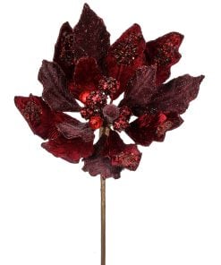 18Hx10D Heavy Jeweled Poinsettia Stem