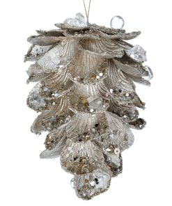 4.5 Ice Encrusted Pinecone Ornament