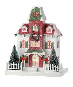 12" Led/Bty Tmr Crdbrd Xmas Tudor House