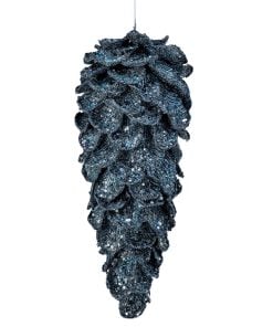 11.5" Iced Ptl W/Gltr/Jewel Pinecone Ornament Debl