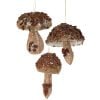 4" Gliiter Mushroom Ornament 3/Ast