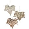 10" Faux Maple Leaf W/Glitter Ornament 3.Ast