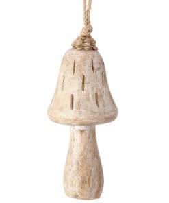 4.5" Mango Wood Mushroom Ornament Wewd