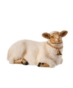 17" Mgo W/Faux Fur Metal Bell Sitting Sheep