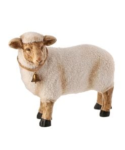 20" Mgo W/Faux Fur Mtl Bell Standing Sheep