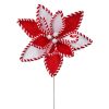 24" Velvet W/Candy Canes Poinsettia Stem