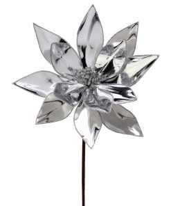 22" Mirror Metallic Poinsettia Stem