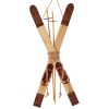 21"Mdf W/Metal Winter Skis/Pole Ornament