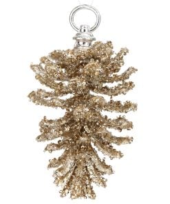 7" Glitter Iced Pinecone Ornament Cham