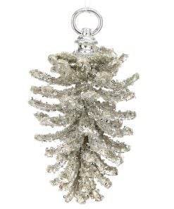 7" Glitter Iced Pinecone Ornament Plat