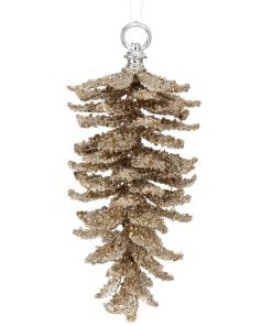 10" Glitter Iced Pinecone Ornament Cham