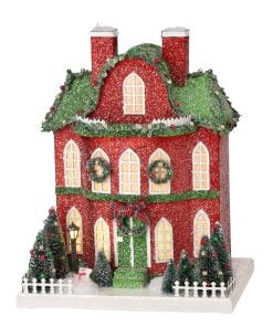 13" Led/Bty/Tmr Cardboard Village Manor