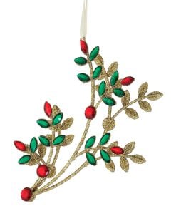 8.5" Gltr Wire Jewel Flower Branch Ornament