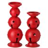 10-12.5" Mtl Jingle Bells Candle Holder Set/2 Anrd