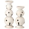 10-12.5" Mtl Jingle Bells Candle Holder Set/2 Anwt