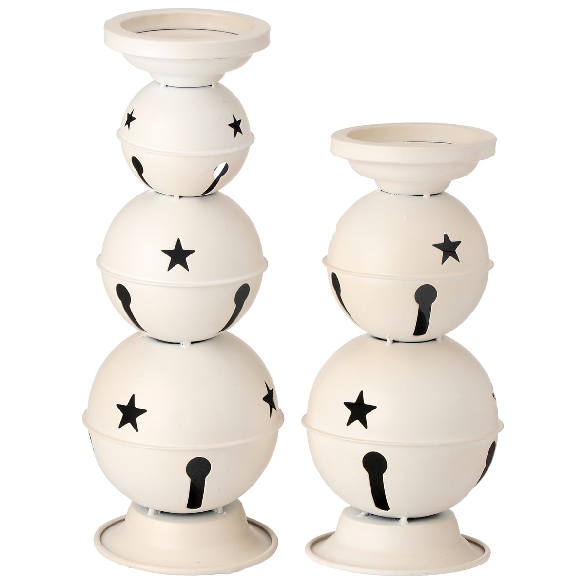 10-12.5" Mtl Jingle Bells Candle Holder Set/2 Anwt 10-12.5" Mtl Jingle Bells Candle Holder Set/2 Anwt