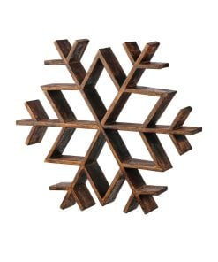 19.5" Mango Wood Snowflake Table Piece