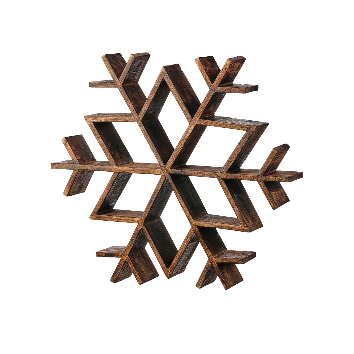 19.5" Mango Wood Snowflake Table Piece 19.5" Mango Wood Snowflake Table Piece