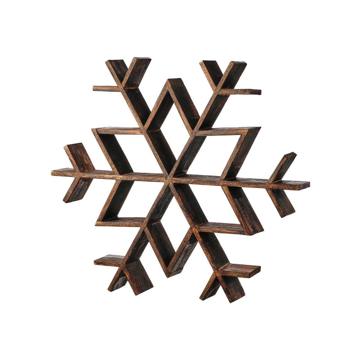 23.5" Mango Wood Snowflake Table Piece 23.5" Mango Wood Snowflake Table Piece