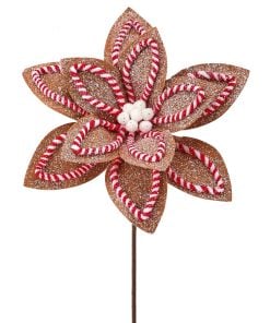 22" Sugar/Spice Poinsettia Stem Brdw