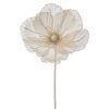 22" Sheer W/Glitter Edge Magnolia Stem Crm