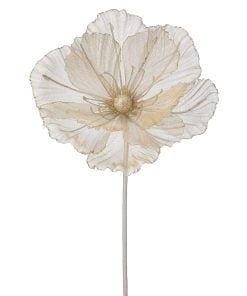 22" Sheer W/Glitter Edge Magnolia Stem Crm