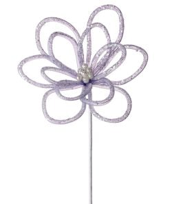 22" Glitter Sugar Petal Loop Flower Wht