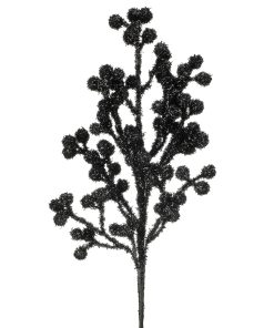26Inch Tinsel Berry Spray Blk