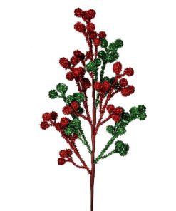 26Inch Tinsel Berry Spray Rdfr