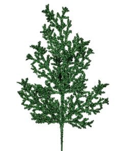 27Inch Tinsel Cedar Spray Grn