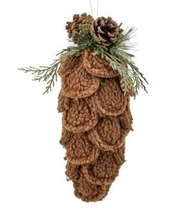11" Sweater Princess Cone Ornament Brwn