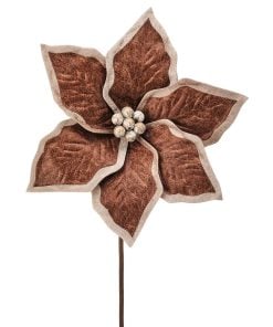 24" Faux Leather Poinsettia Stem