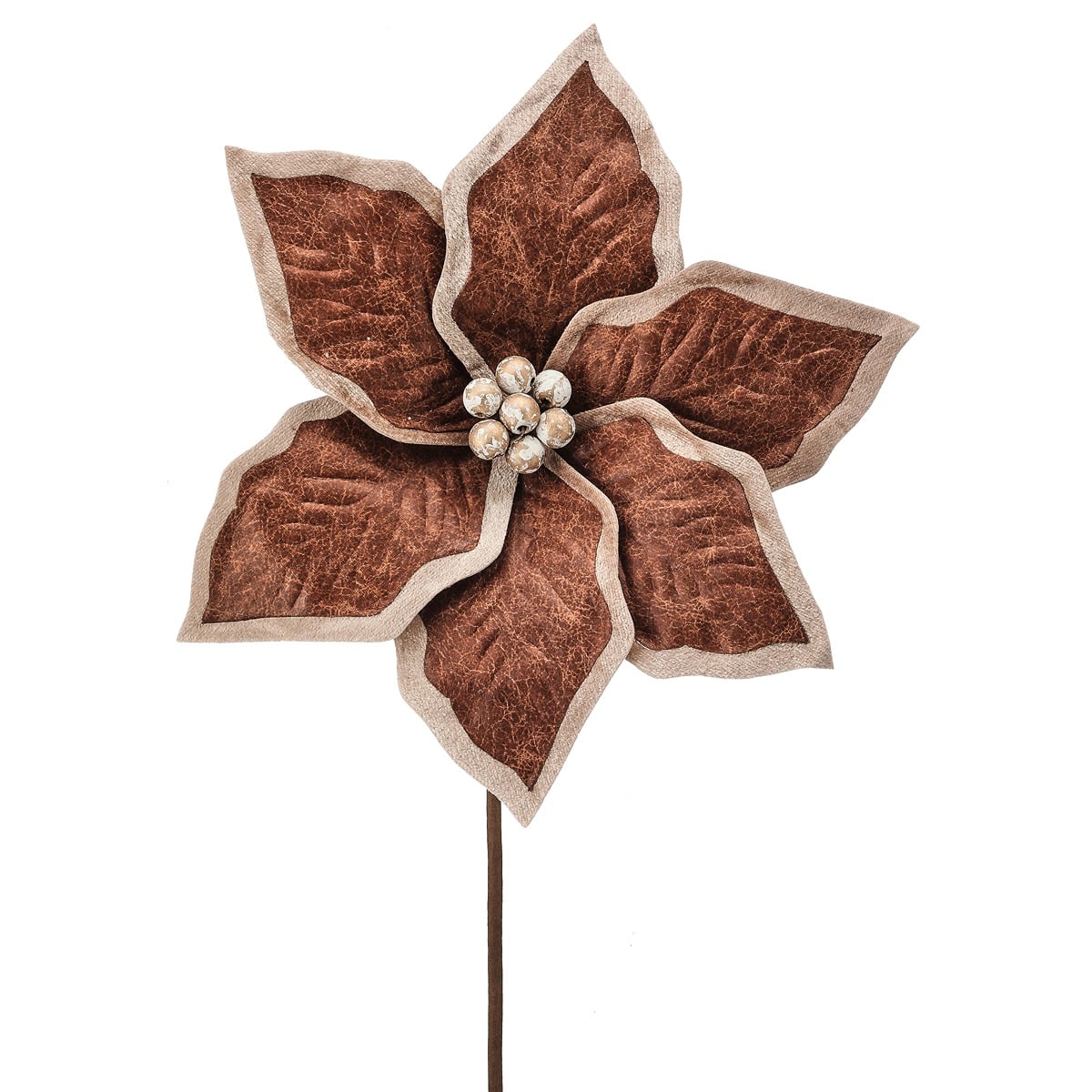 24" Faux Leather Poinsettia Stem 24" Faux Leather Poinsettia Stem