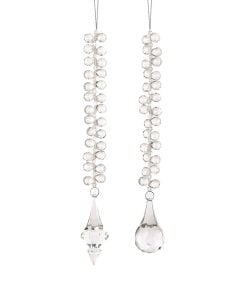 12" Acrylic Crystal Drop Ornament 2/Ast