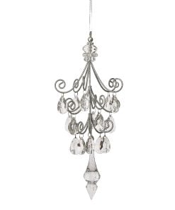 9"  Metal/Crystal Chandelier Ornament