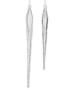 9-12" Iced Glass Icicle Ornament Set/2