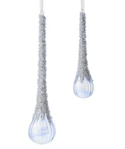 6-9" Glass Crystal Drop Ornament Set/2