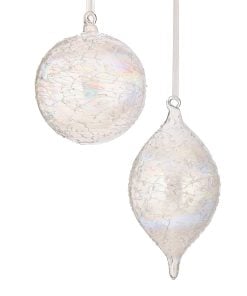 5-7" Etched Glass Ball/Finial Ornament 2/Ast