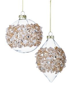 4-6" Gls Ice Sqn Ball/Fnl Ornament 2/Ast
